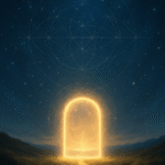 Portale energetico: Illustrazione di un varco luminoso circondato da energia vibrante.