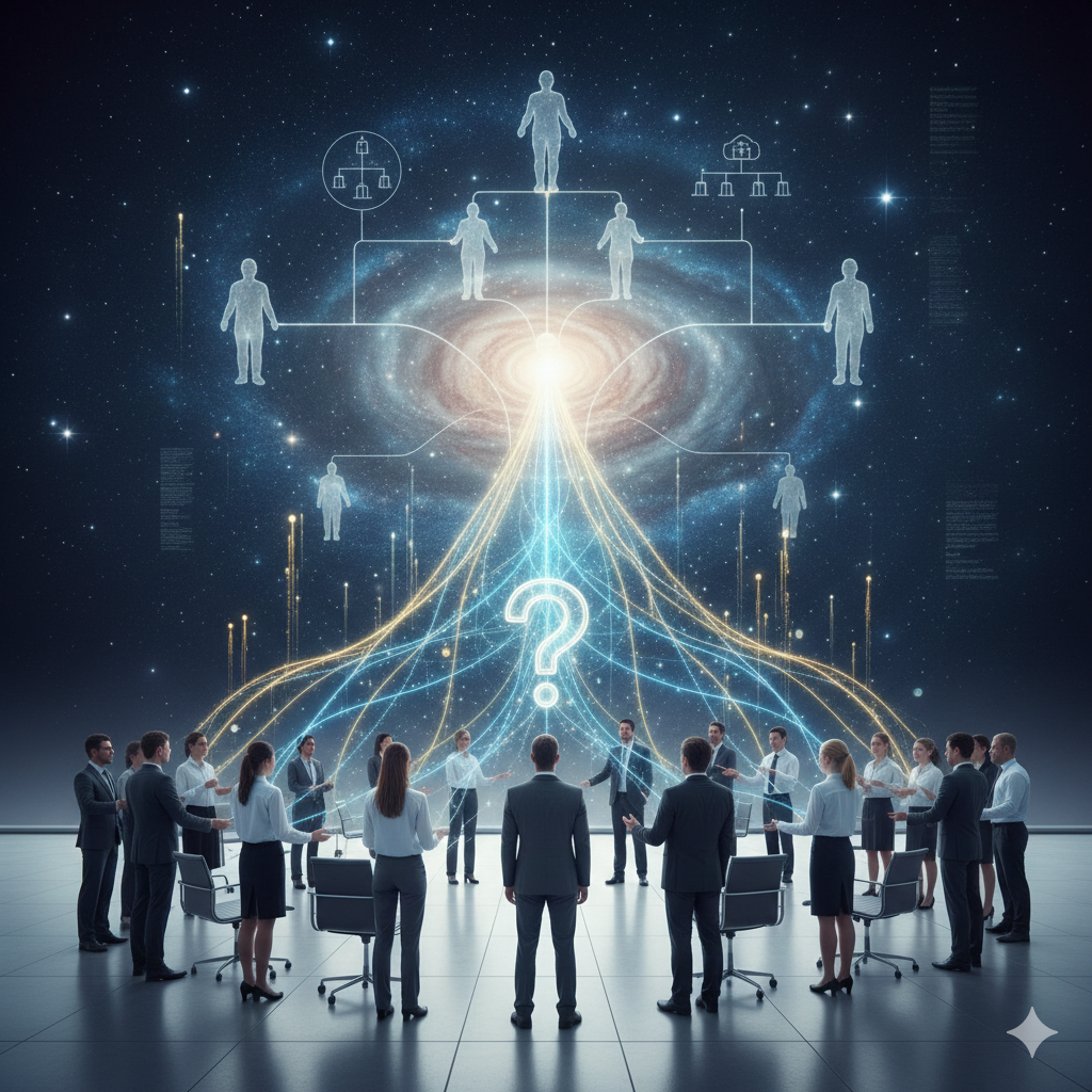 Persona in ascolto interiore con luce sul cuore, simbolo della formulazione della domanda nelle costellazioni quantiche.